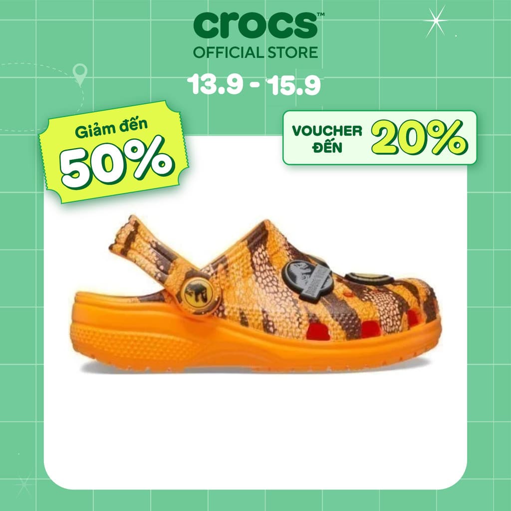 Giày Clog Trẻ Em Crocs Toddler Jurassic World Classic - Orange Zing - 208848-83A