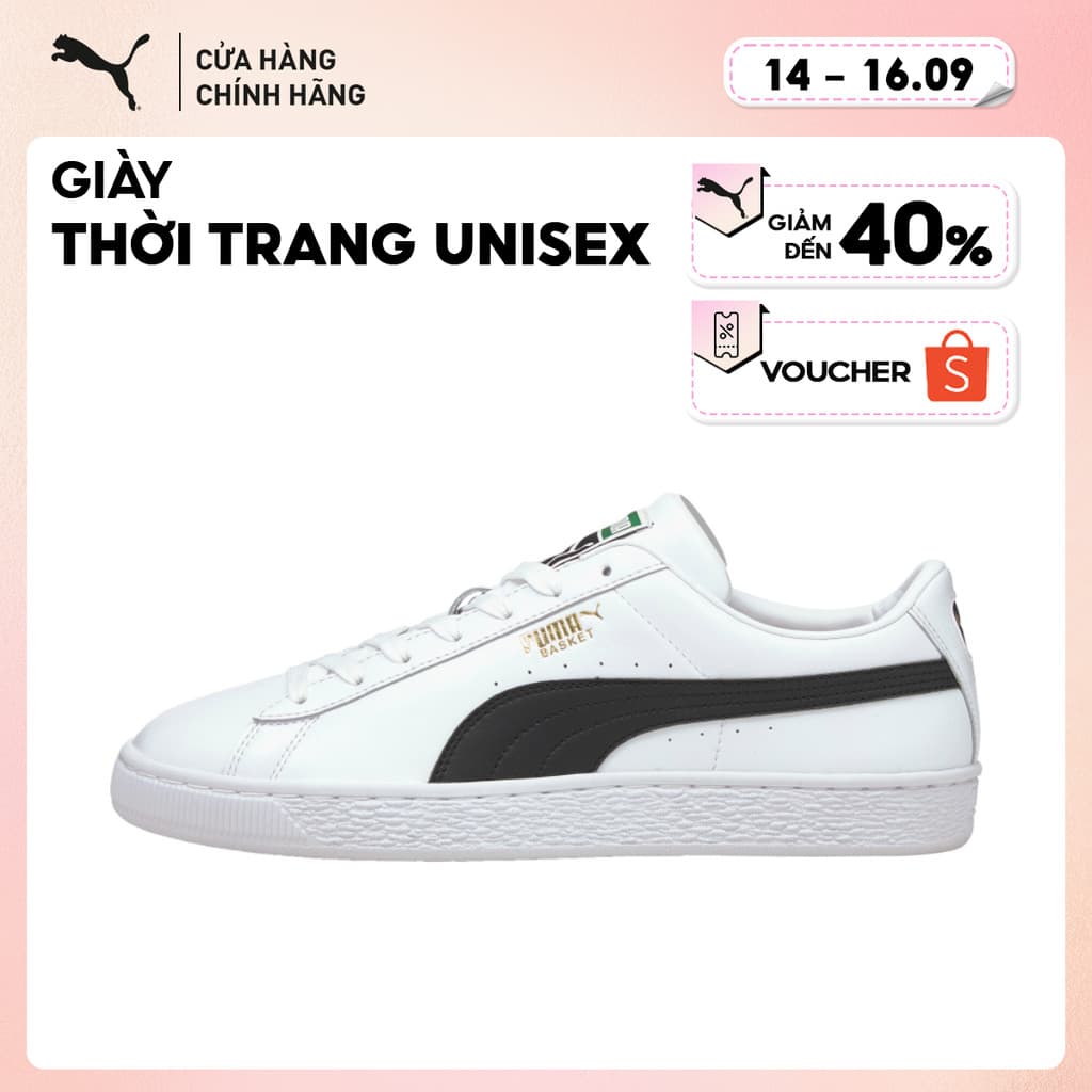 Giày Thời Trang PUMA Unisex Basket Classic XXI Màu Trắng Đen