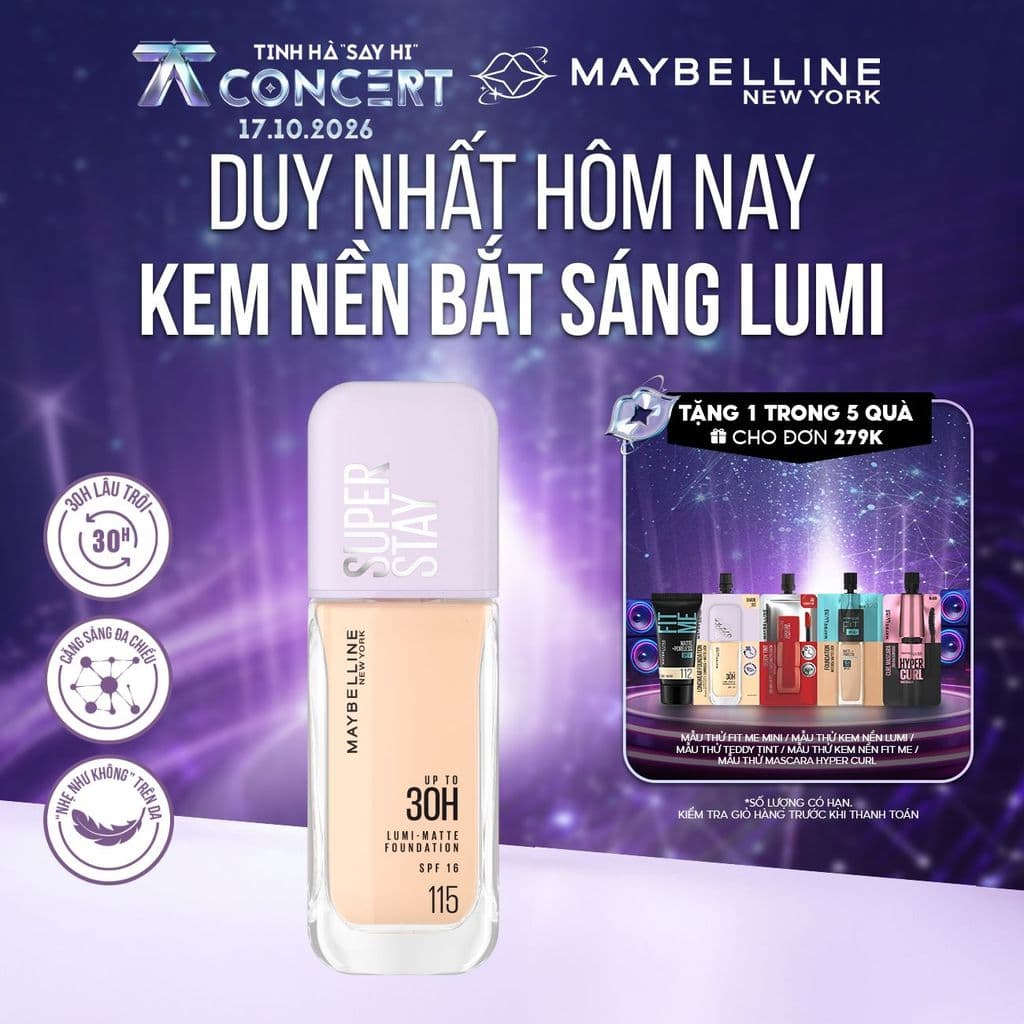 Kem nền bắt sáng Superstay Lumi Matte 30H che phủ siêu nhẹ mặt Maybelline New York 35ml [MỚI]