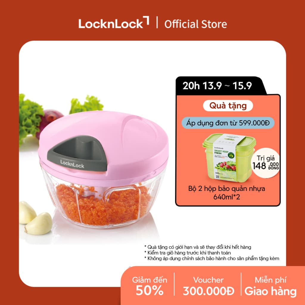 Dụng cụ băm rau củ quả Lock&Lock, Size S, 400ml - Màu Pink - CKS308PIK