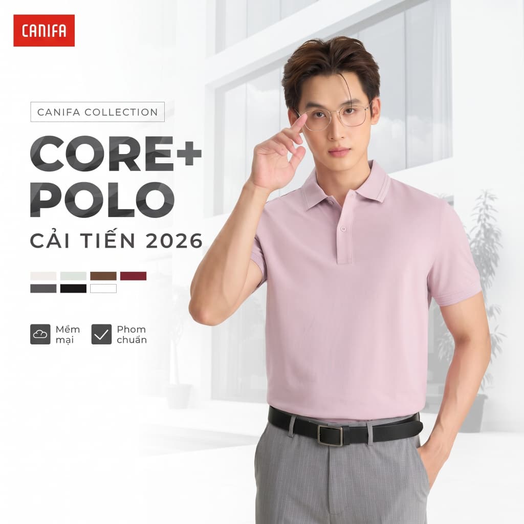 Áo polo nam CANIFA basic dáng suông 8TP26A006